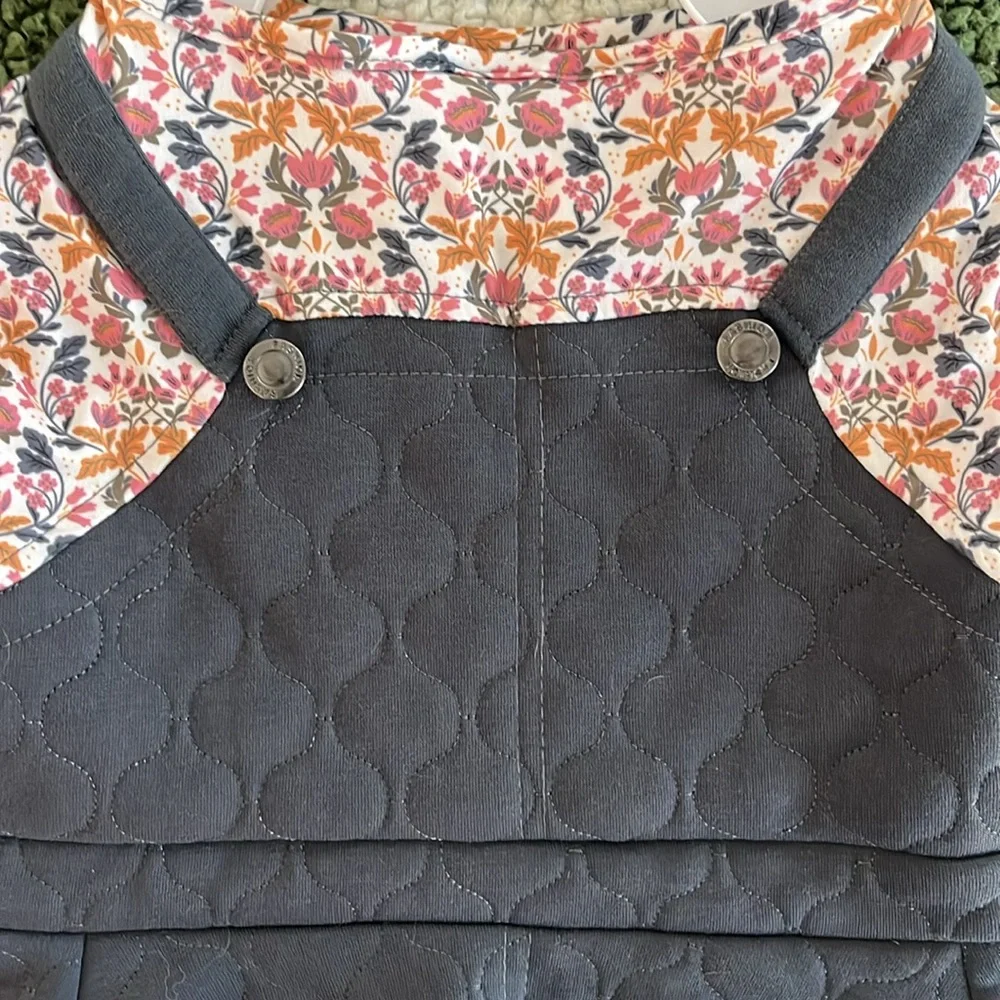Top Paw Dog overall dress floral with quilt pattern size M NWT
